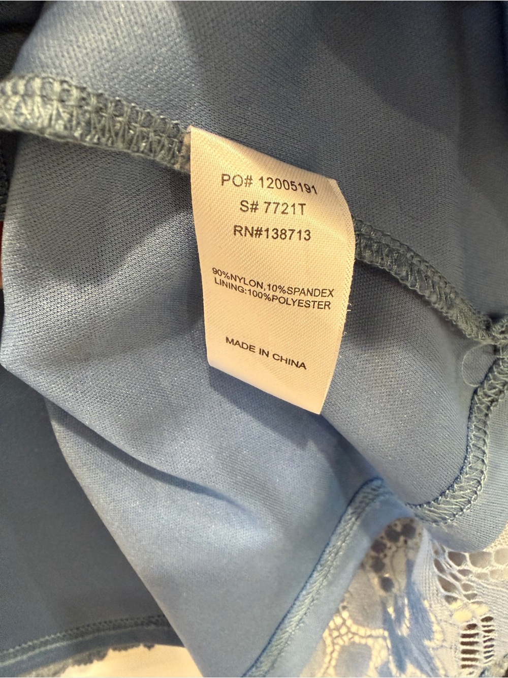 Doe & Rae Light Blue Lace Panel Top - Picture 4 of 5